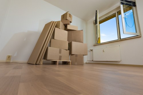 Prepared moving boxes and packing materials for a house removal