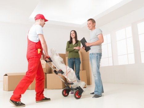 Local removals crew handling household items with care