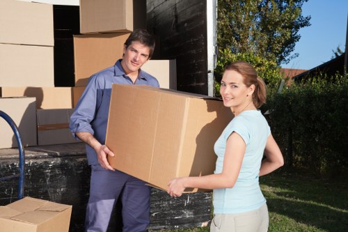 Packed household boxes ready for transport during a local move